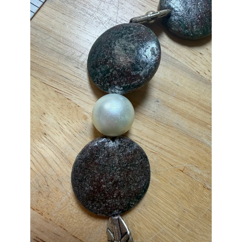 Boho Chunky Stone Faux‎ Pearl Southwestern Toggle Necklace Unbranded